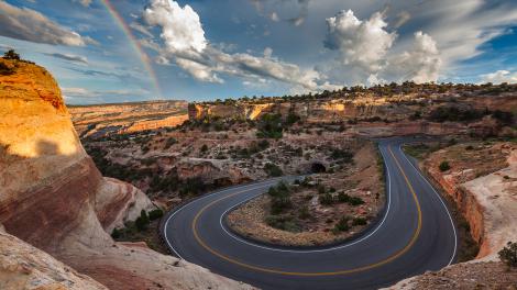 Winding road through the Colorado National Monument landscape Winding road through the Colorado National Monument landscape