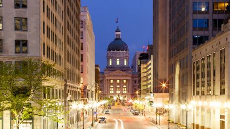 Early morning at the Indiana State Capitol building Early morning at the Indiana State Capitol building