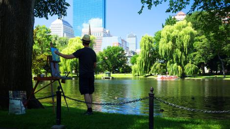 Painting at the Boston Public Garden in Massachusetts Painting at the Boston Public Garden in Massachusetts