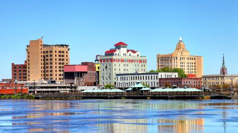 Downtown Monroe, which sits on the opposite side of the Ouachita River from West Monroe Downtown Monroe, which sits on the opposite side of the Ouachita River from West Monroe