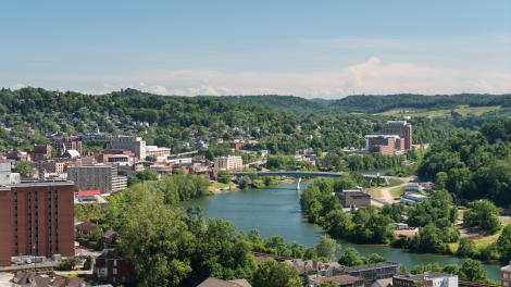 The Monongahela River winding through town The Monongahela River winding through town