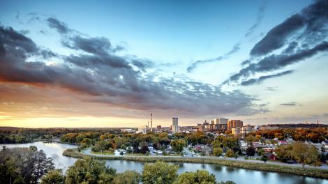 The Rochester skyline at sunrise The Rochester skyline at sunrise