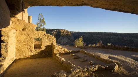 View out from Balcony House, a 13th century cliff dwelling at Mesa Verde National Park View out from Balcony House, a 13th century cliff dwelling at Mesa Verde National Park