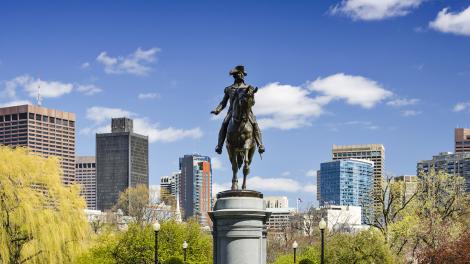 Statue of Paul Revere in Boston Public Garden in Massachusetts Statue of Paul Revere in Boston Public Garden in Massachusetts