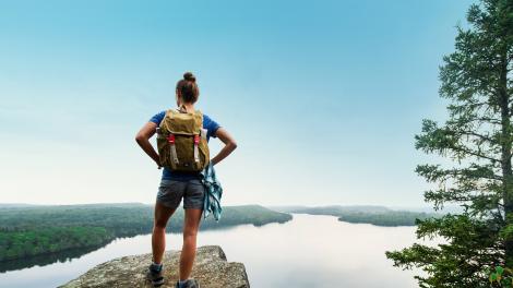 Hiking to the top of Honeymoon Bluff near Grand Marais Hiking to the top of Honeymoon Bluff near Grand Marais