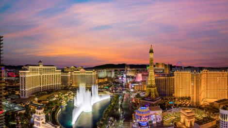 View of South Las Vegas Boulevard at dusk View of South Las Vegas Boulevard at dusk