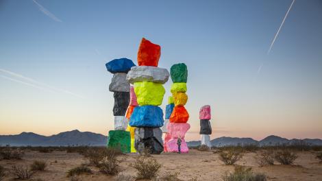 Art installation Seven Magic Mountains brings color to the Ivanpah Valley just outside Las Vegas Art installation Seven Magic Mountains brings color to the Ivanpah Valley just outside Las Vegas