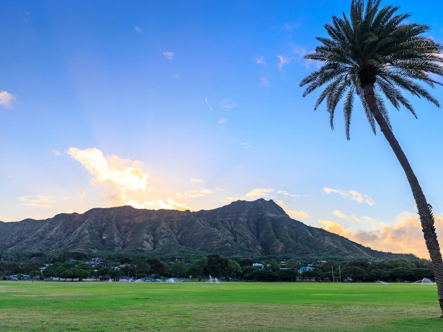 View of Leahi (Diamond Head State Monument) in Oahu, Hawaii, from afar View of Leahi (Diamond Head State Monument) in Oahu, Hawaii, from afar