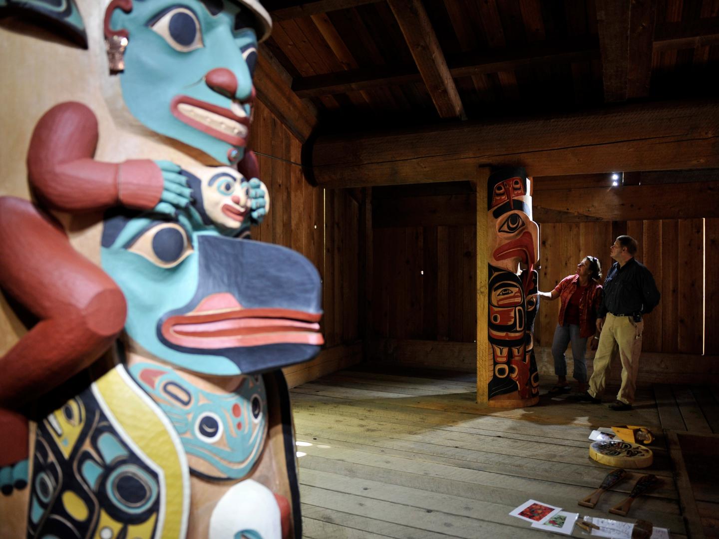 Browsing exhibits at the Alaska Native Heritage Center in Anchorage Browsing exhibits at the Alaska Native Heritage Center in Anchorage