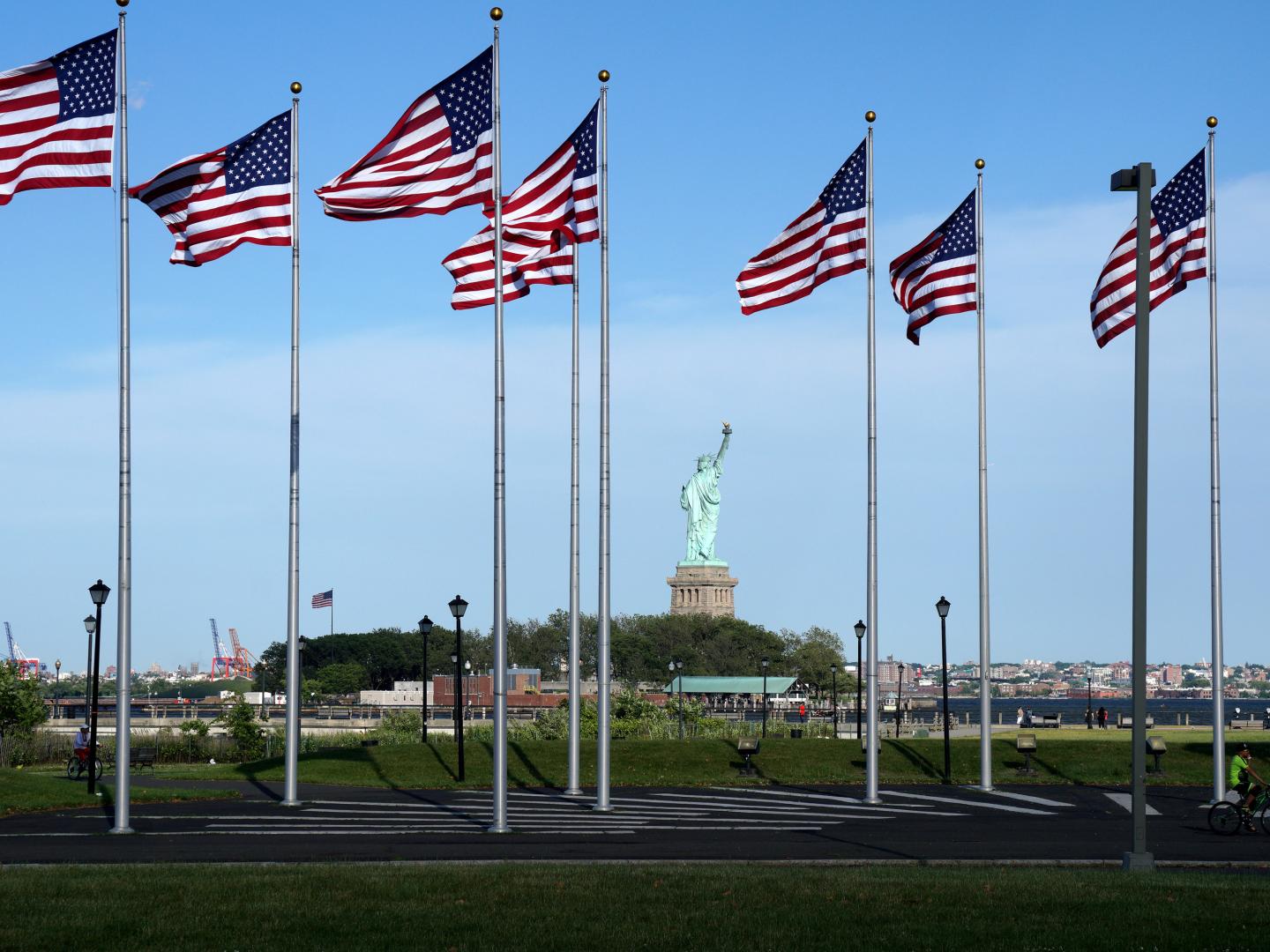 View of the Statue of Liberty from Liberty State Park in Jersey City, New Jersey View of the Statue of Liberty from Liberty State Park in Jersey City, New Jersey