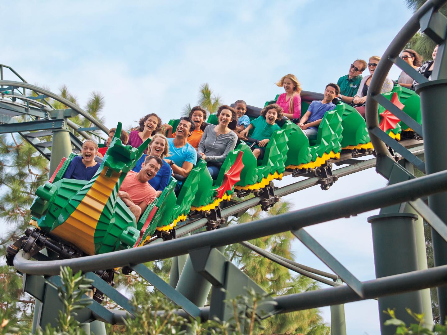 Riding a rollercoaster at LEGOLAND New York Resort in Goshen, New York Riding a rollercoaster at LEGOLAND New York Resort in Goshen, New York