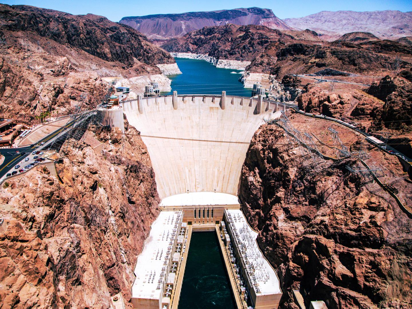 Aerial view of the Hoover Dam near Boulder City, Nevada Aerial view of the Hoover Dam near Boulder City, Nevada