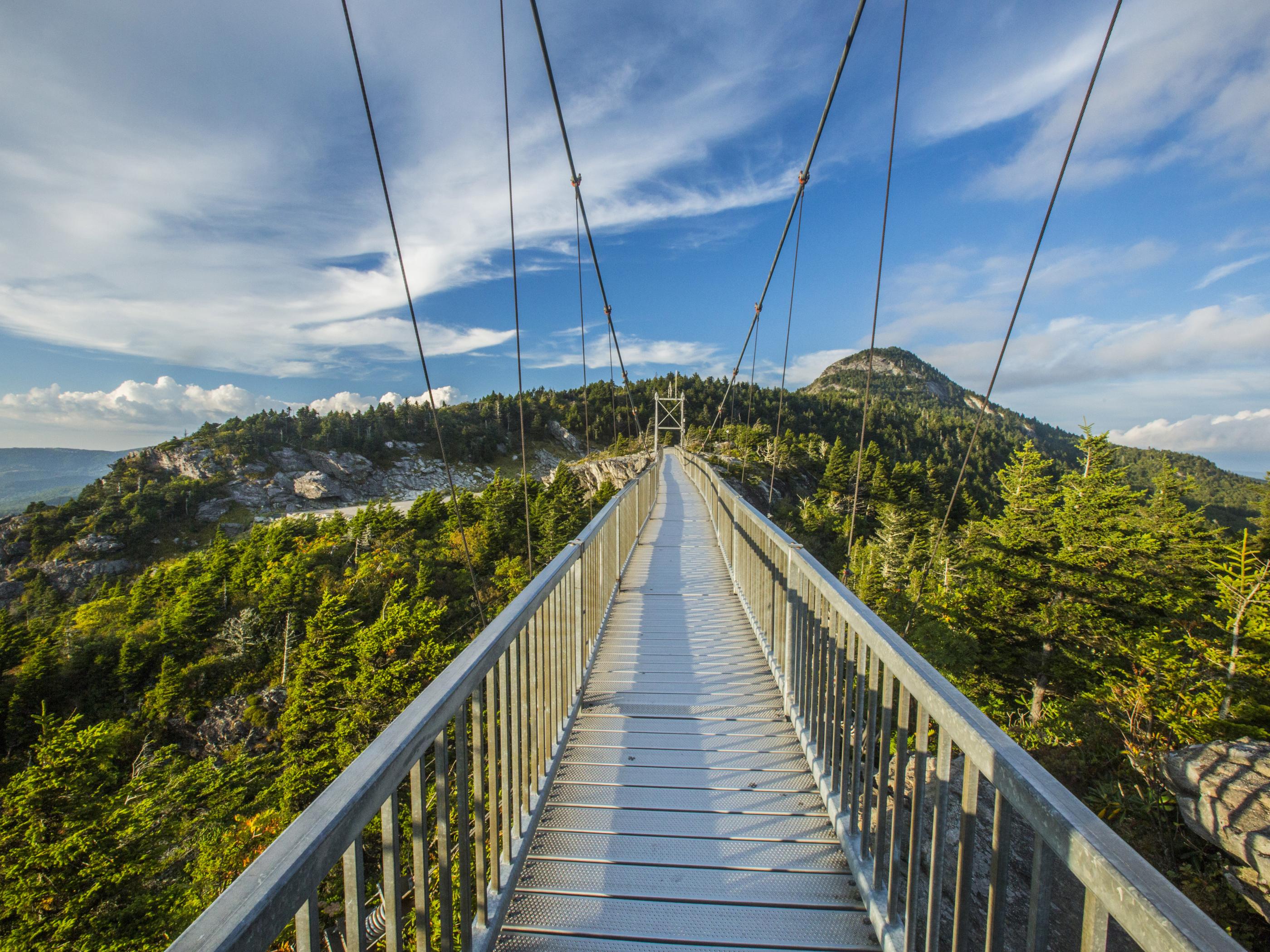 The Mile High Swinging Bridge at Grandfather Mountain in Linville The Mile High Swinging Bridge at Grandfather Mountain in Linville
