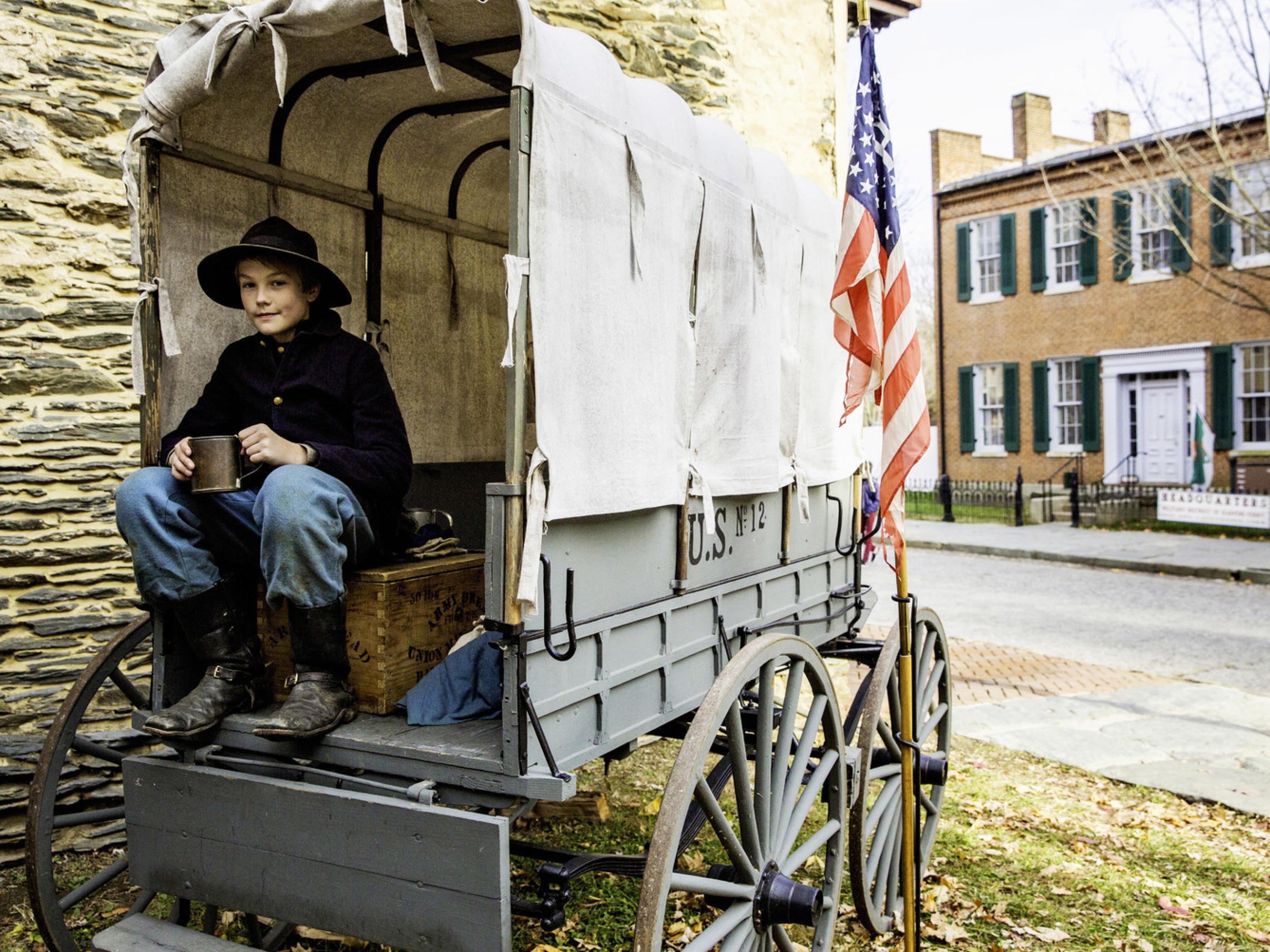 A boy and his wagon at Harpers Ferry National Historic Park A boy and his wagon at Harpers Ferry National Historic Park