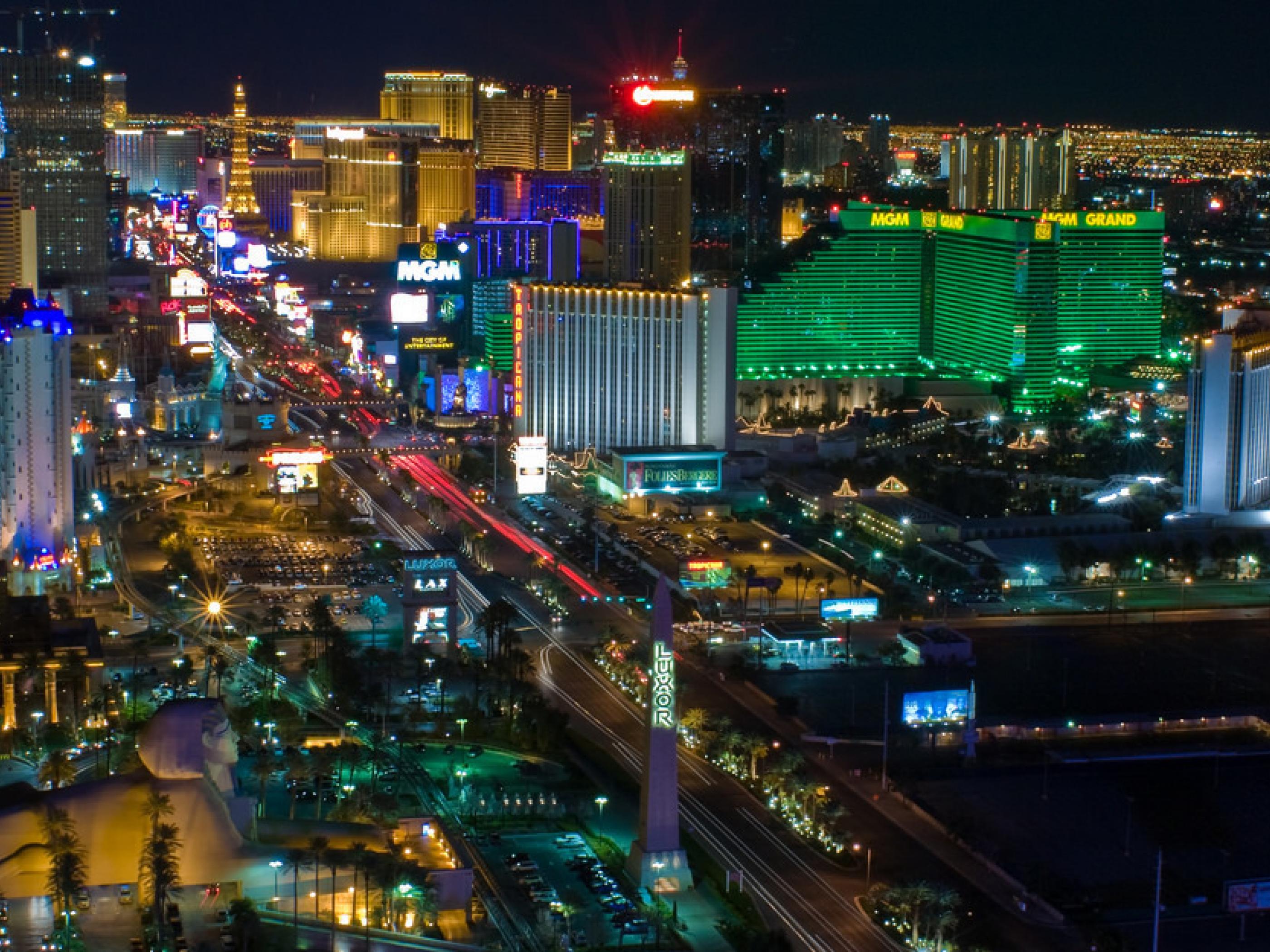 Aerial view of the famed Las Vegas Strip Aerial view of the famed Las Vegas Strip