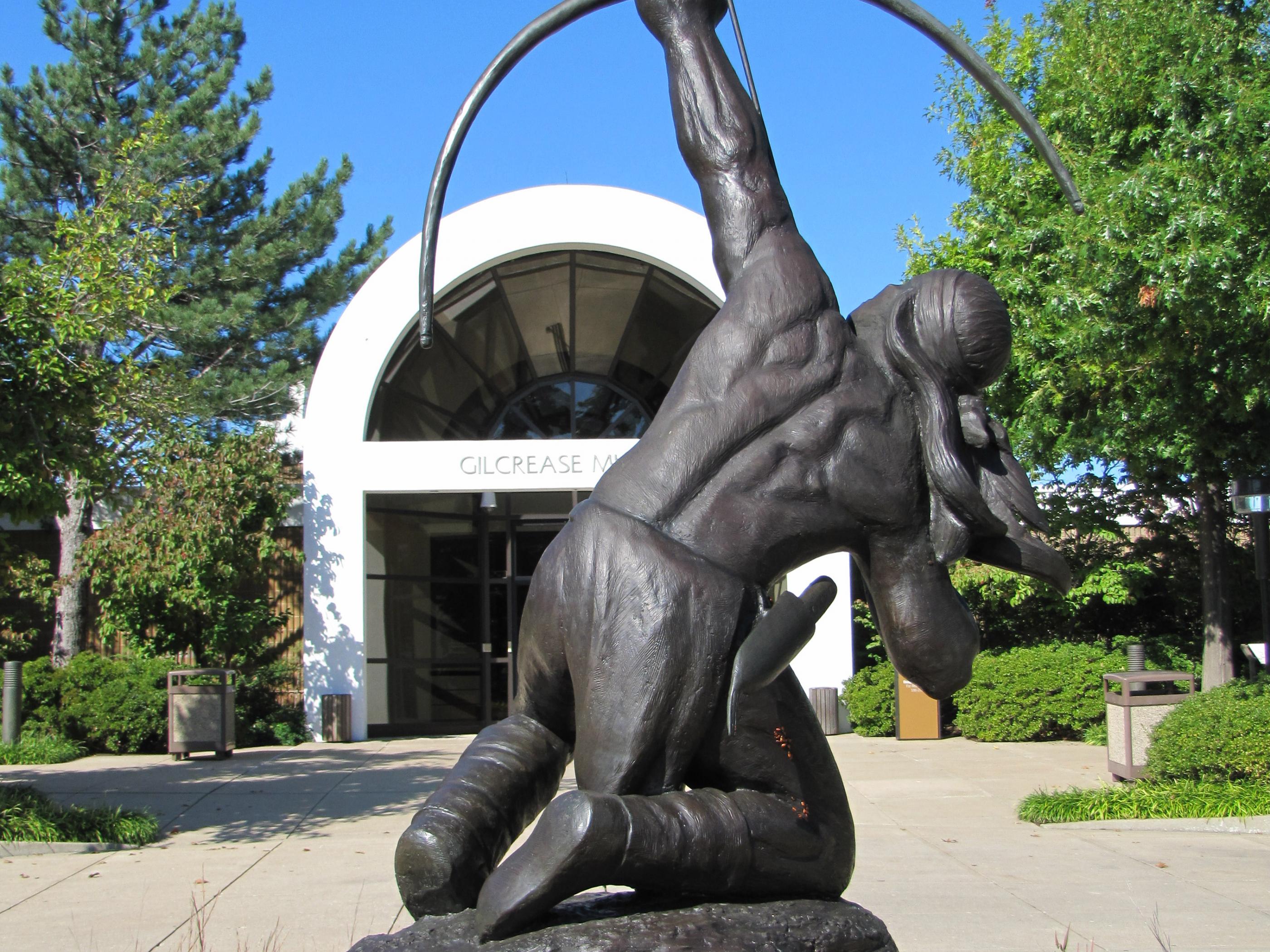 Native American sculpture greeting visitors to the Gilcrease Museum in Tulsa Native American sculpture greeting visitors to the Gilcrease Museum in Tulsa