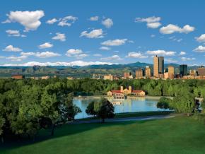 The Denver skyline on a sunny day The Denver skyline on a sunny day