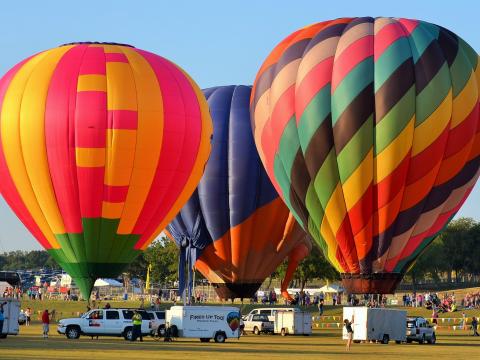 Colorful balloons ready to launch at Plano Balloon Festival Colorful balloons ready to launch at Plano Balloon Festival