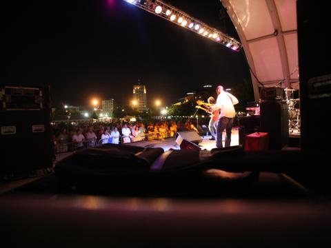 Playing to the crowd at Kalamazoo Blues Festival Playing to the crowd at Kalamazoo Blues Festival