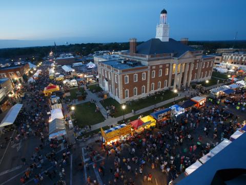Aerial view of Santa-Cali-Gon Days event Aerial view of Santa-Cali-Gon Days event