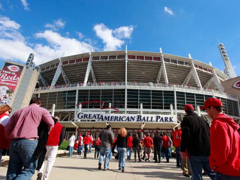 Entering the Great American Ball Park on Reds’ opening day for baseball Entering the Great American Ball Park on Reds’ opening day for baseball