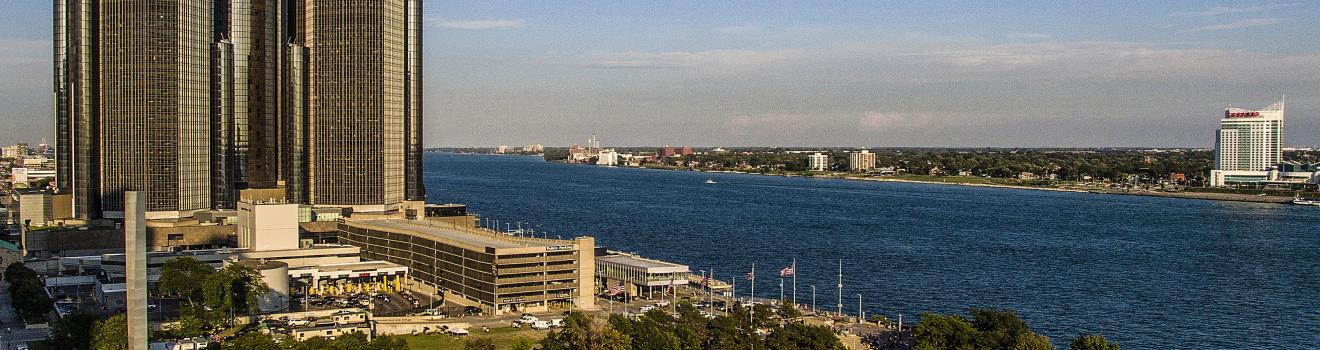 View from the Ambassador Bridge in Detroit, Michigan View from the Ambassador Bridge in Detroit, Michigan