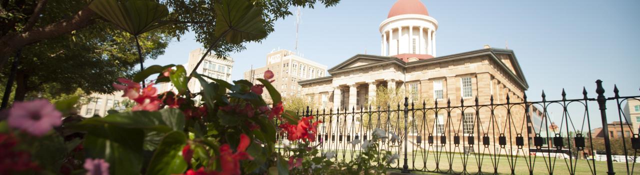 A floral view of the Old State Capitol in Springfield, Illinois A floral view of the Old State Capitol in Springfield, Illinois