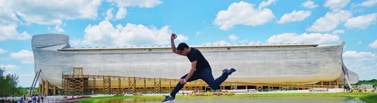 Posing in front of the Ark Encounter in Kentucky Posing in front of the Ark Encounter in Kentucky