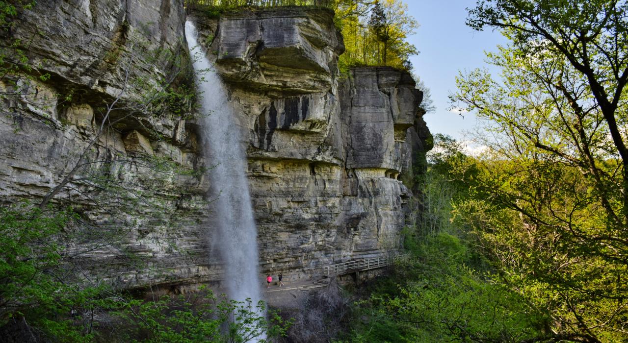 Hiking on trails leading to gorgeous waterfalls in Thacher State Park in Voorheesville Hiking on trails leading to gorgeous waterfalls in Thacher State Park in Voorheesville