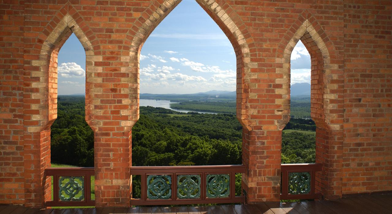 View from the main house’s bell tower at Olana State Historic Park in Hudson View from the main house’s bell tower at Olana State Historic Park in Hudson