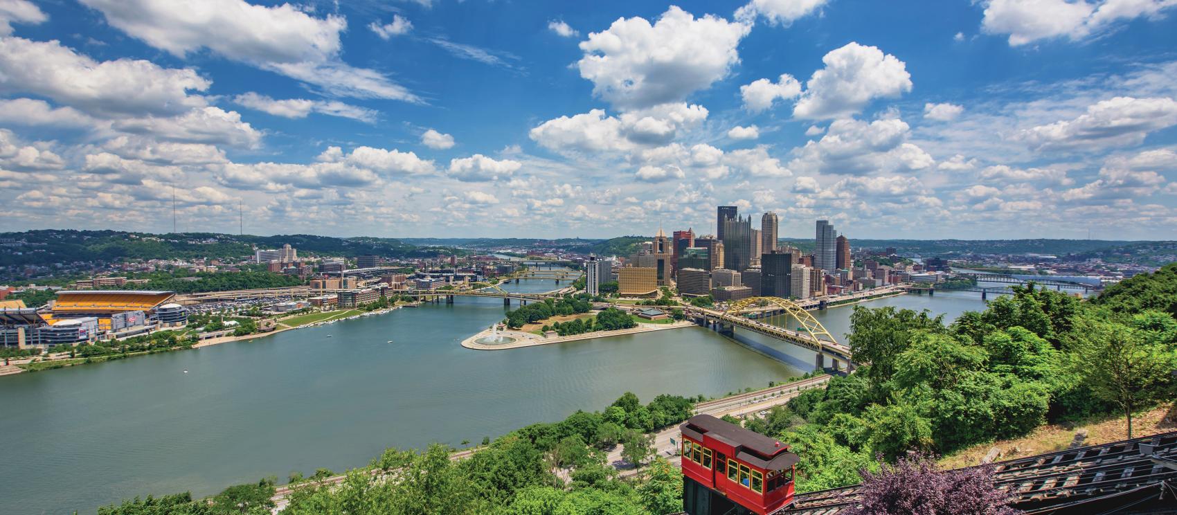 Expansive views of Pittsburgh, its rivers and bridges and the Duquesne Incline Expansive views of Pittsburgh, its rivers and bridges and the Duquesne Incline
