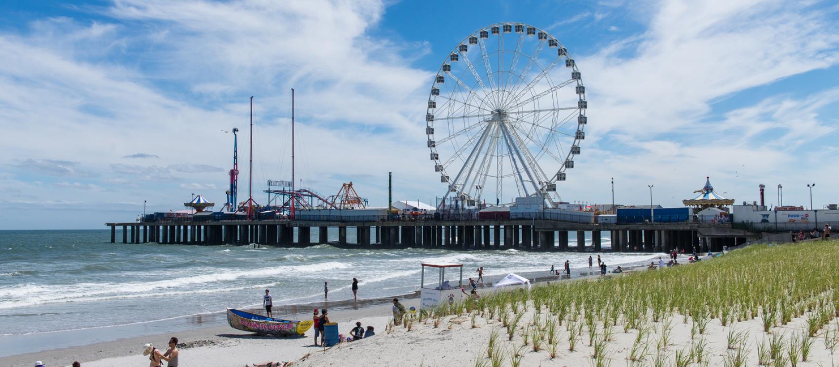 View of the beach and Steel Pier in Atlantic City View of the beach and Steel Pier in Atlantic City