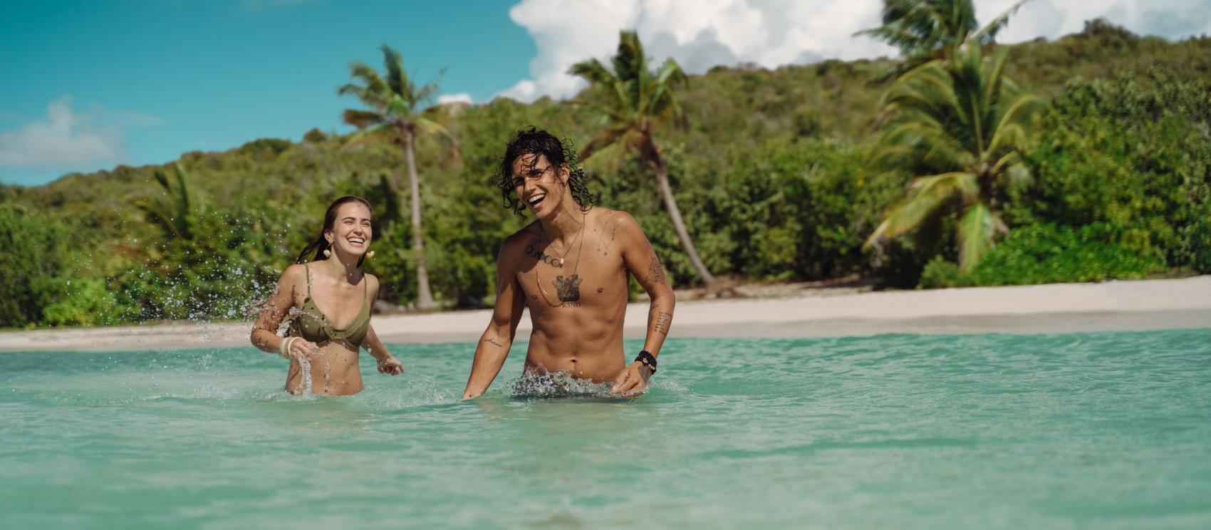 Wading in the gentle turquoise water Wading in the gentle turquoise water