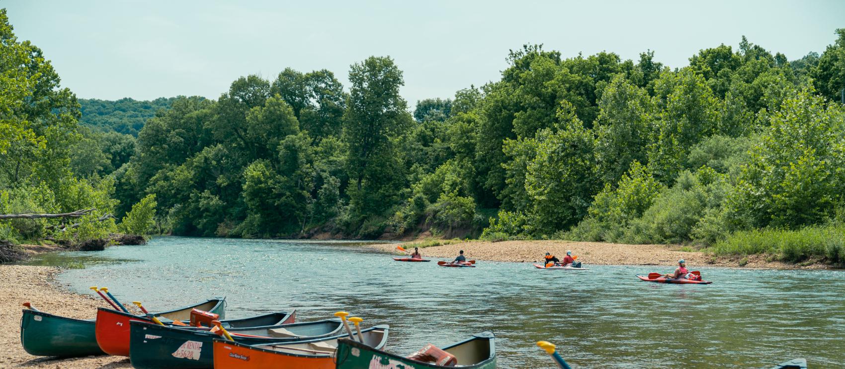 Paddling trip on the Current River, part of the pristine Ozark National Scenic Riverways Paddling trip on the Current River, part of the pristine Ozark National Scenic Riverways