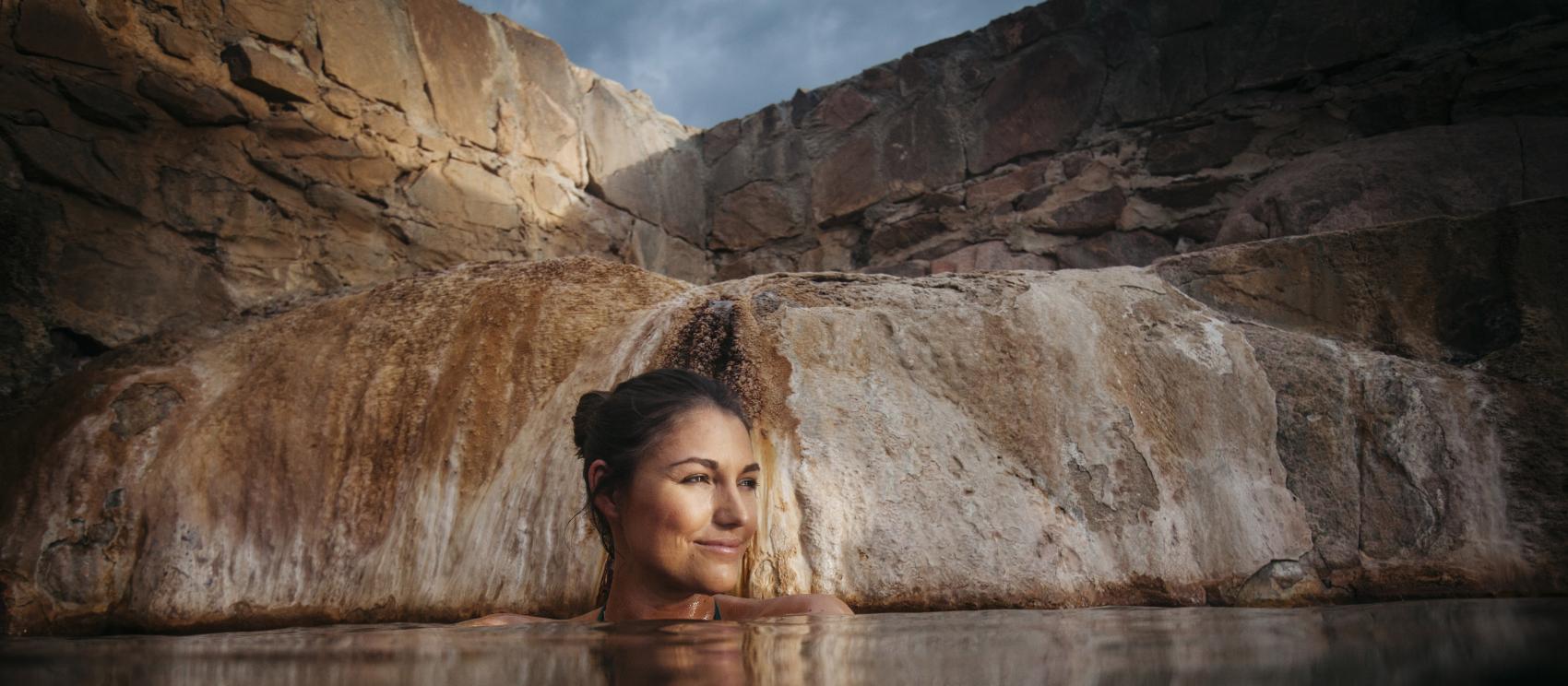 Enjoying the natural mineral baths and hot springs Enjoying the natural mineral baths and hot springs